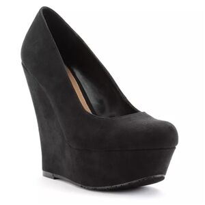 G21 platform wedges black faux suede size 9
